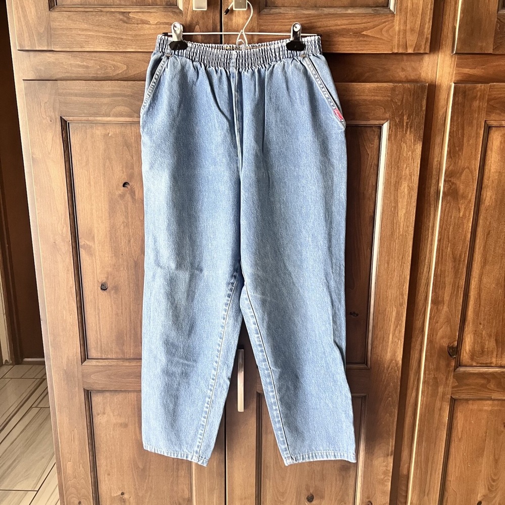 VINTAGE BRITTANIA-Women's Elastic Waist Blue Jeans Size 12